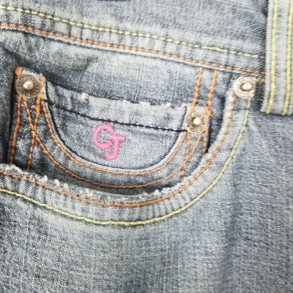 CJ Blue High Rise Embroidered Bootcut Jeans 8P - Picture 4 of 6